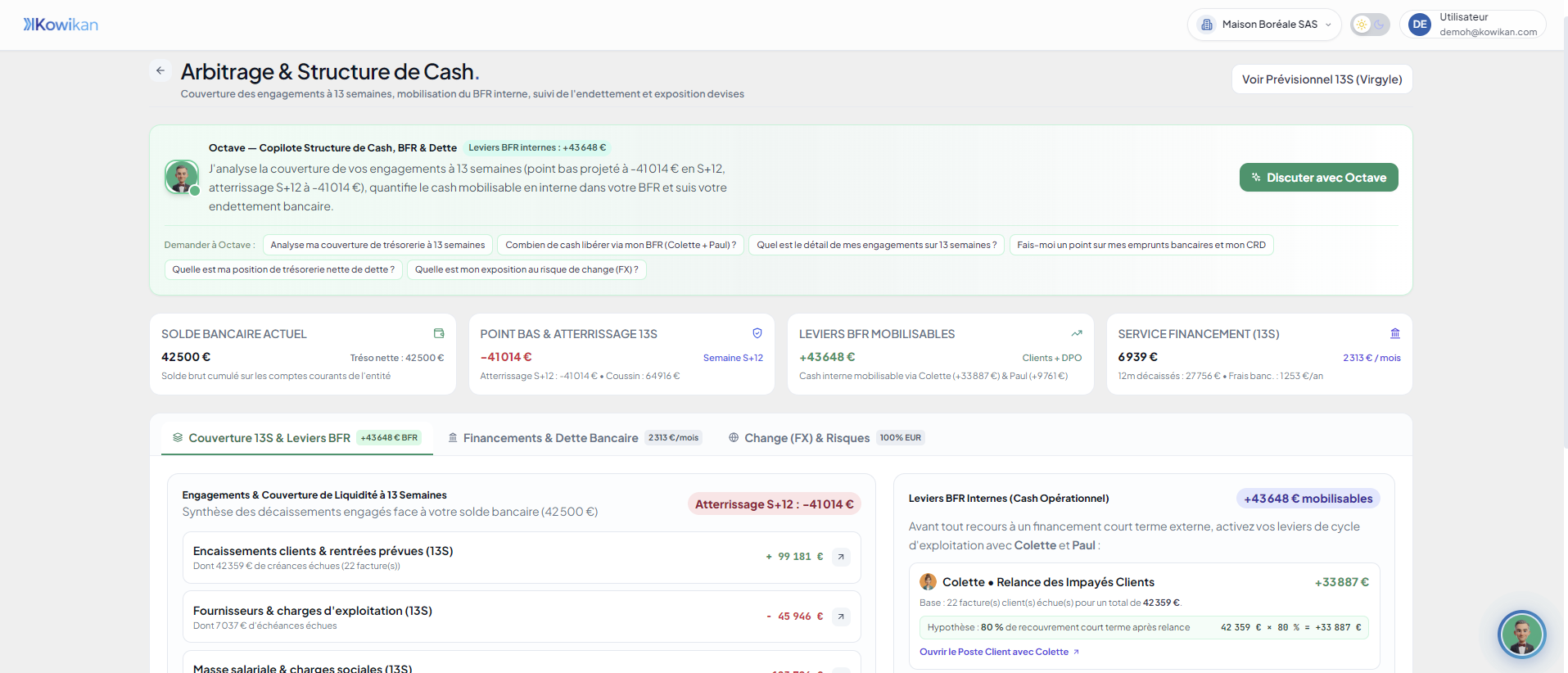CorpoApp — Cockpit Arbitrage & Structure de Cash (Octave)